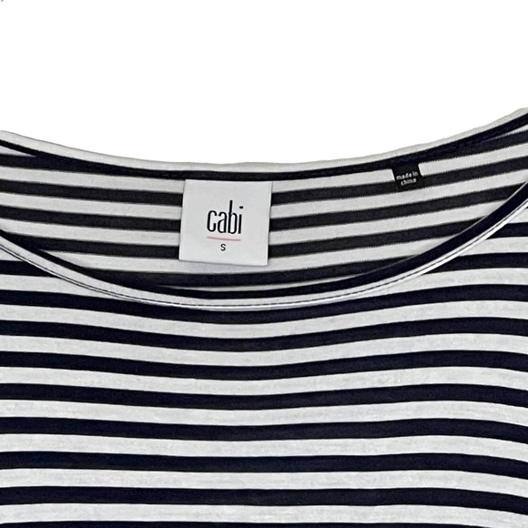Cabi Tunic T-Shirt Size Small Navy White Striped Womens 100% Rayon Top - Picture 2 of 5